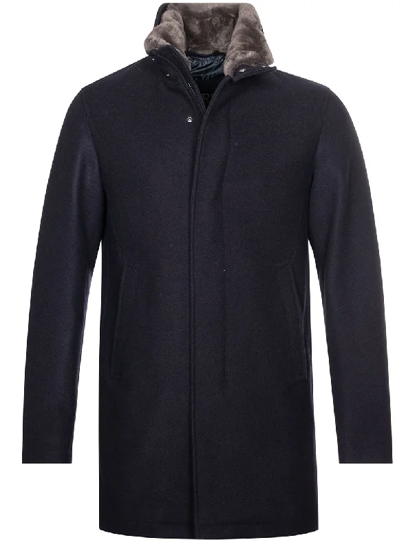 Overcoat Dark Navy Refined Men's Velvet