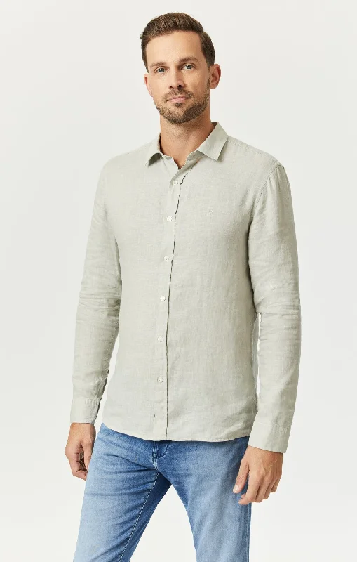 LINEN BUTTON-UP SHIRT IN MOONSTRUCK Trendy Men's Scandinavian