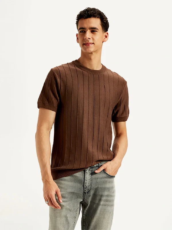 Men's Textured Slim Fit T-Shirt Hip Men's Urban