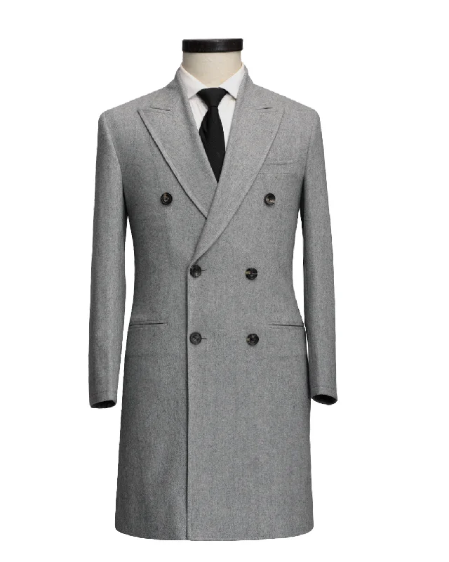 Luxire Light Grey Wool Over Coat Edgy Men's Punk