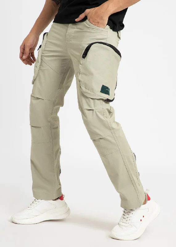 Ecru Zipper Cargo Pant Business