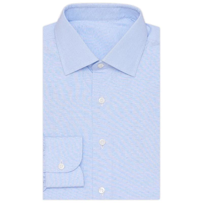 BESPOKE ATHENS Handmade Blue End-on-End Cotton Spalla Camicia Dress Shirt NEW Trendy Men's Bucket