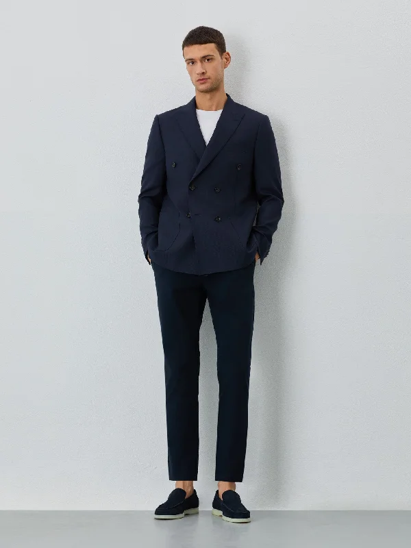 Half-canvas Blazer With Patch Pockets In Wool Blend Tailored