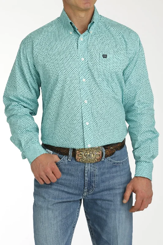 Cinch Men's Turquoise Geo Print Shirt Sharp Men's Italian