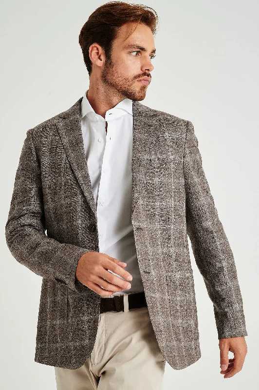 Slim fit rustic melange plaids blazer Refined Men's Classic 