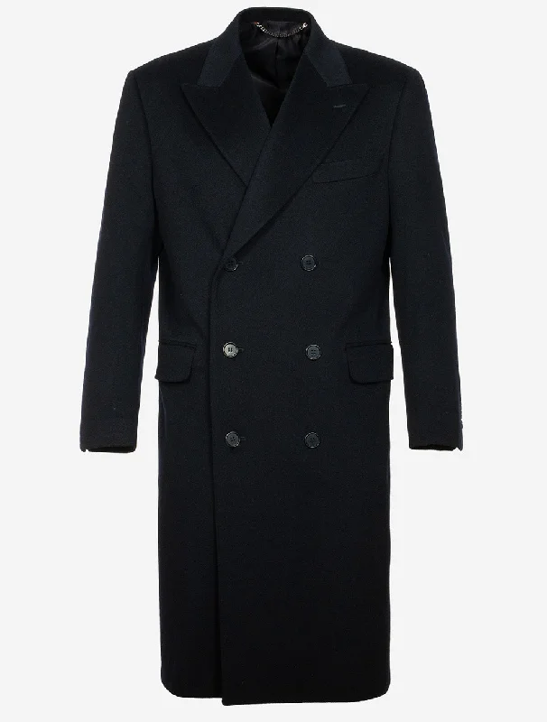 Double Breast Cashmere Overcoat Navy Stylish Men's Tropical 