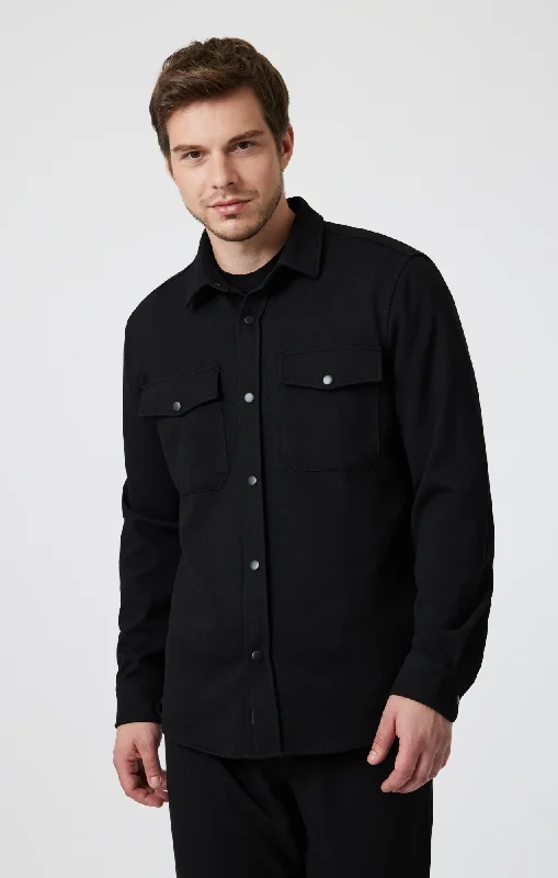 DOUBLE POCKET SNAP-BUTTON SHIRT IN BLACK Vacation