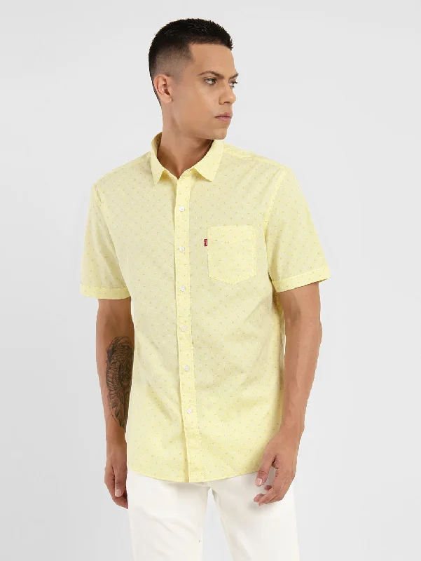 Men's Geometric Print Slim Fit Shirt Hip Men's Urban