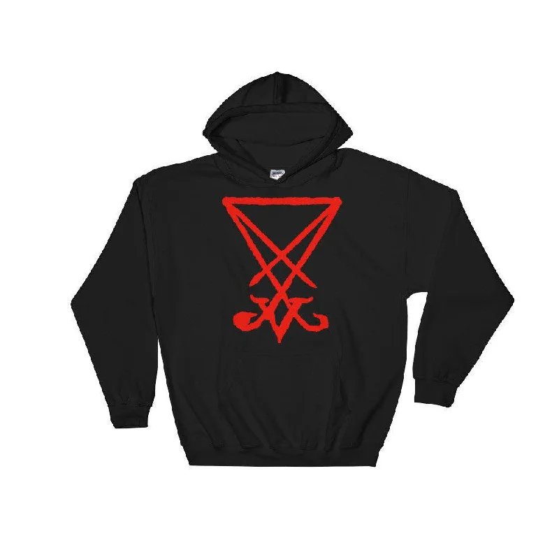 Sigil of Lucifer Red Print Front and Back Hooded Sweatshirt Street