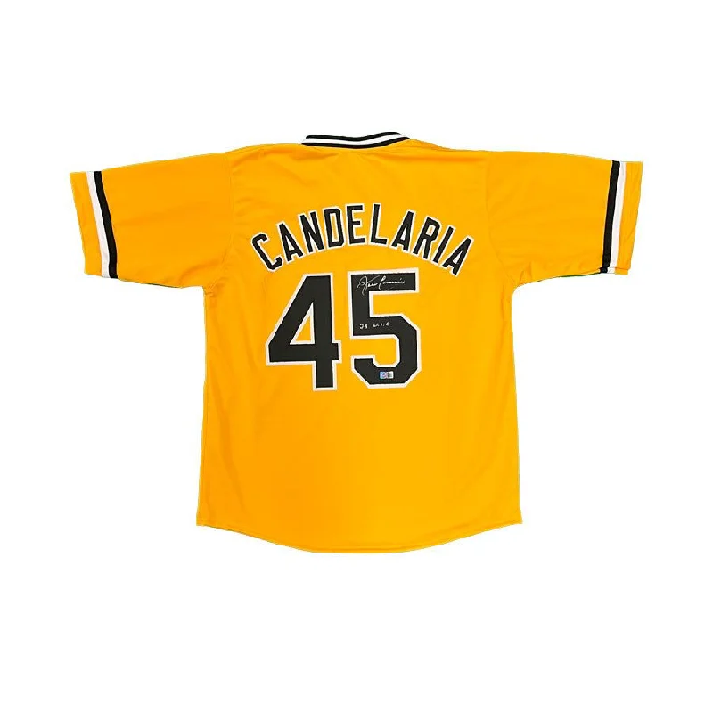 John Candelaria Signed Custom Gold Baseball Jersey with "79 W.S.C." Dynamic Men's Moto