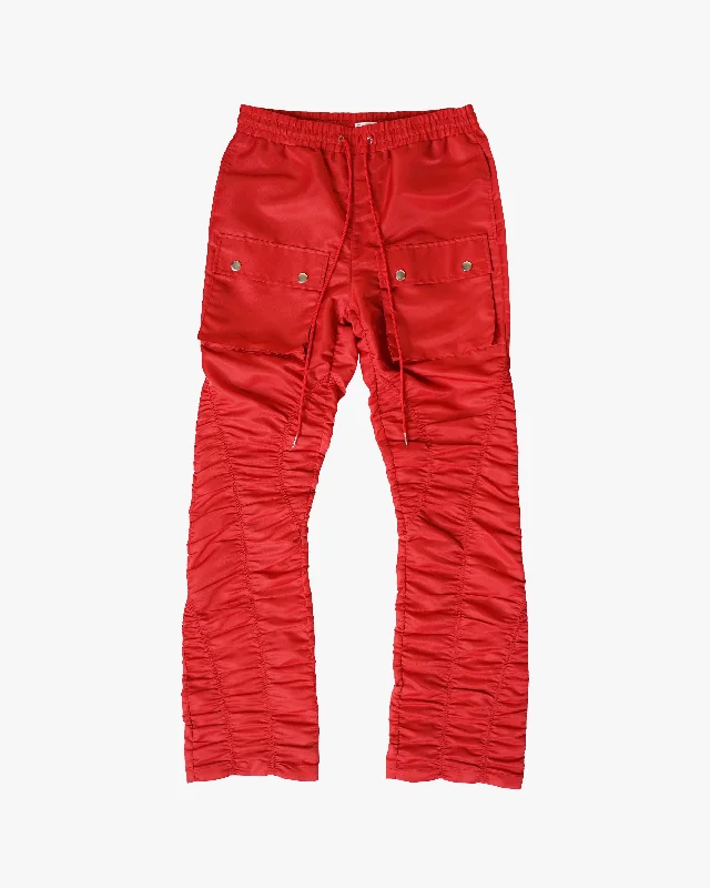 EPTM RUCHED FLARE PANTS-RED Trendy Men's Bucket