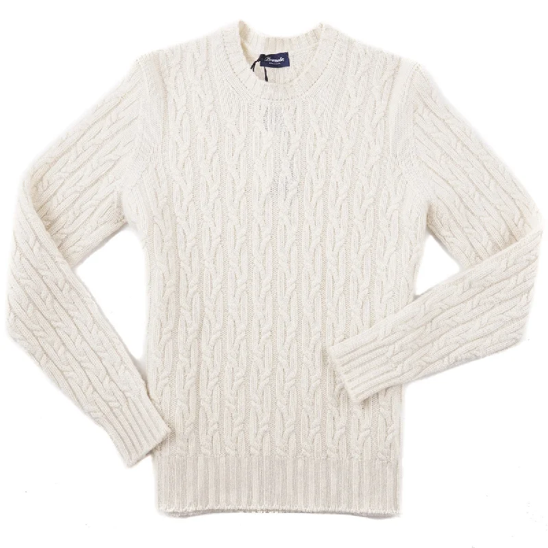 Drumohr Cable Knit Cashmere Sweater Hip Men's Retro