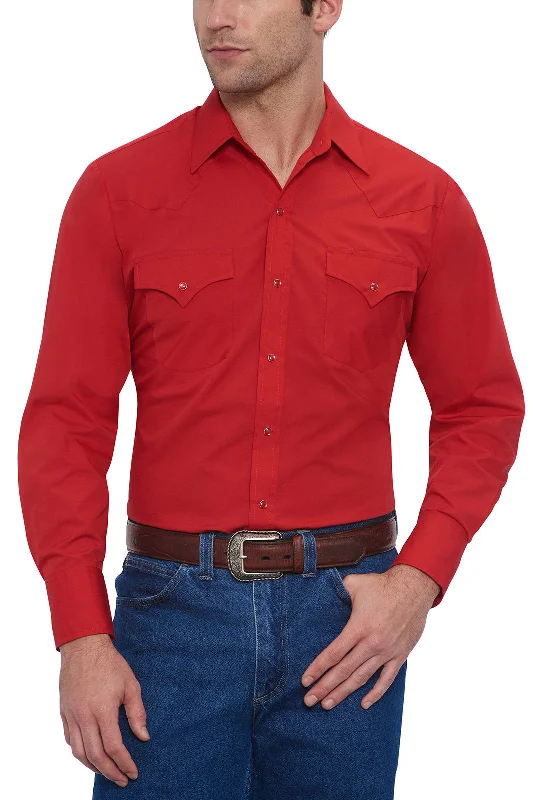 Ely & Walker Solid RED Western Shirt/Easy Care Beach