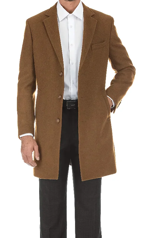 English laundry Camel Fall/Winter Essential Slim Fit Wool Blend Overcoat Cool Men's Skate