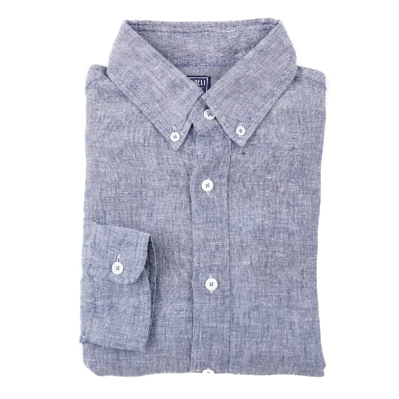 Fedeli Woven Chambray Linen Shirt Modern Men's Tech