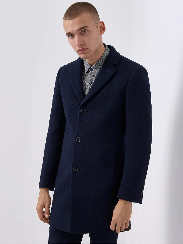 Remus - Navy Rueben Overcoat Unique Men's Upcycled