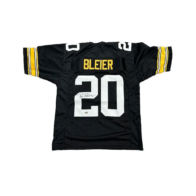 Rocky Bleier Signed Black Custom Jersey Traditional Men's Wool