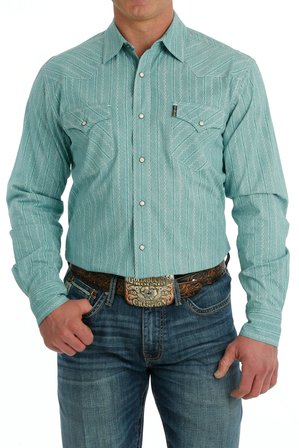 Cinch Men's Teal Snap Shirt Dapper Men's 1920S