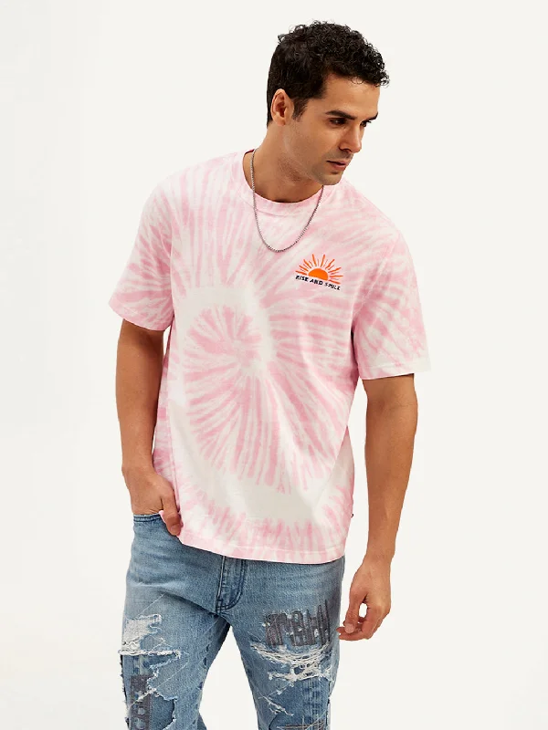 Men's Tie-Dye Crew Neck T-Shirt Relaxed Men's Beach