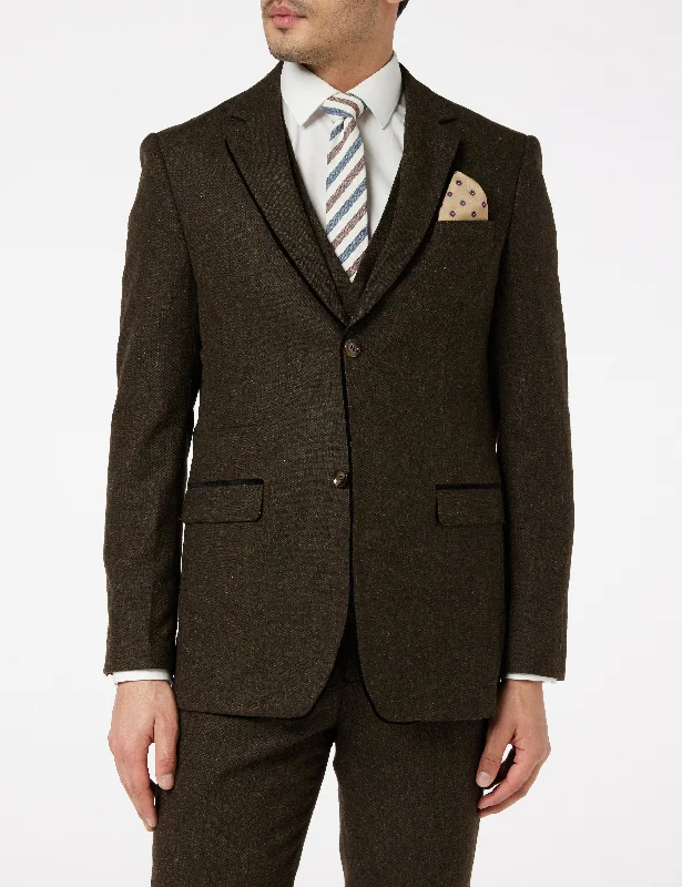 BROWN TWEED TAILORED JACKET Sophisticated Men's French