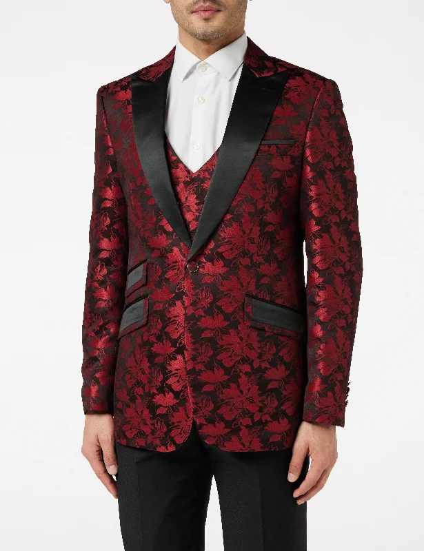 RED GROOMS WEDDING JACKET & WAISTCOAT Sporty Men's Athleisure 