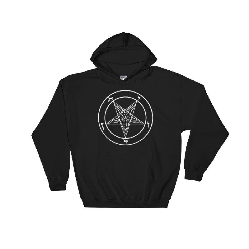 Satanic Sigil of Baphomet Hooded Sweatshirt Hip Men's Retro