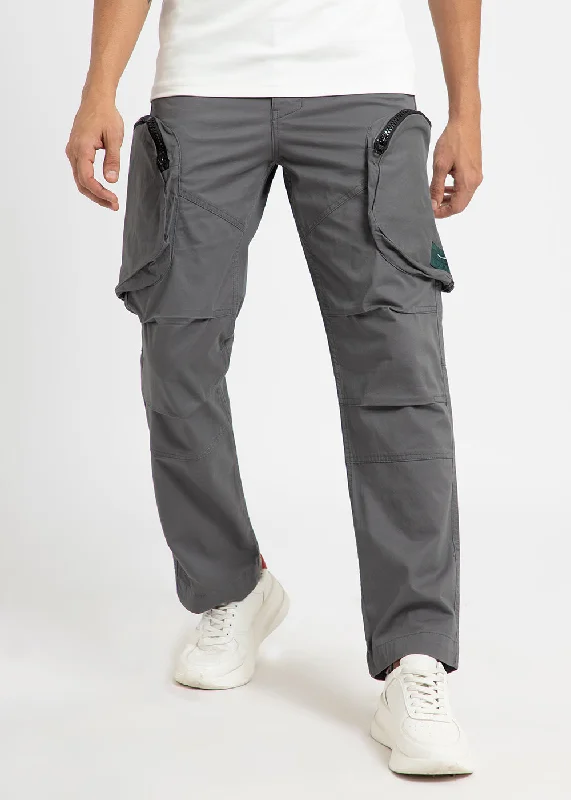 Gris Gray Zipper Cargo Pant Confident Men's High