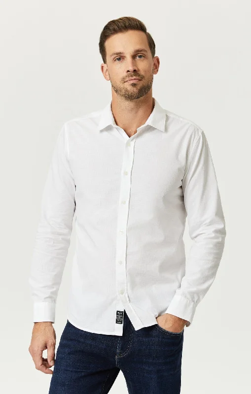 BUTTON-UP LONG SLEEVE SHIRT IN WHITE Earthy Men's Hemp