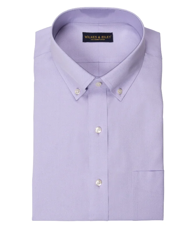 Tailored Fit Lavender Solid Button-Down Collar Supima® Cotton Non-Iron Pinpoint Oxford Dress Shirt Trendy Men's Scandinavian