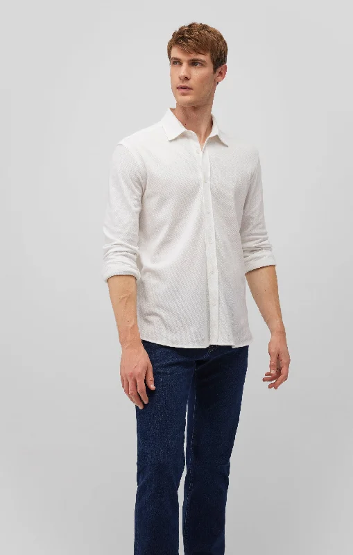 LONG SLEEVE BUTTON-UP SHIRT IN WHITE Streetwear Style