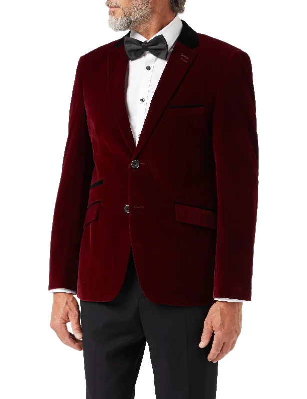 SAM - Burgundy Velvet Blazer Unique Men's Upcycled