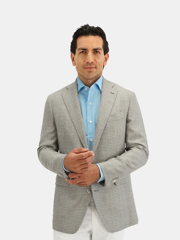 Pienza Blazer Wool Silk & Linen Houndstooth Heather Stylish Men's Neon