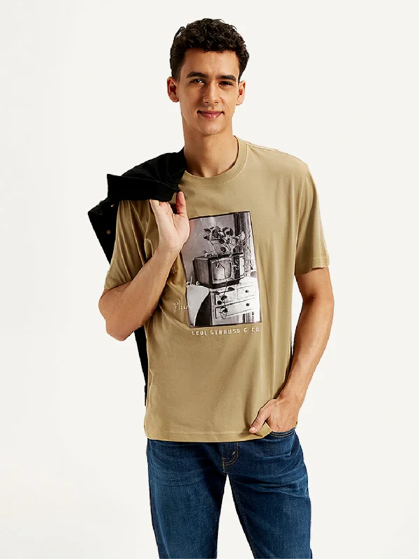 Men's Graphic Print Loose Fit T-Shirt Trendy Men's Bucket