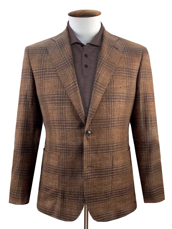 Scala Blazer - Rust Brown Check Relaxed Men's Beach