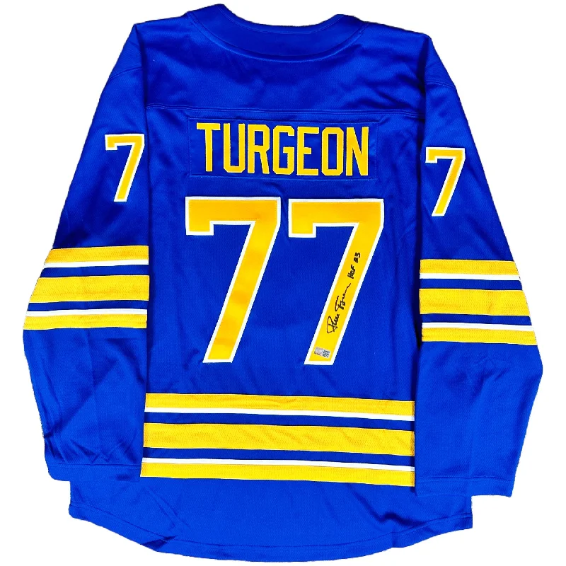 Pierre Turgeon Signed Buffalo Sabres Fanatics Authentic Blue Jersey with HOF '23 Earthy Men's Sustainable 