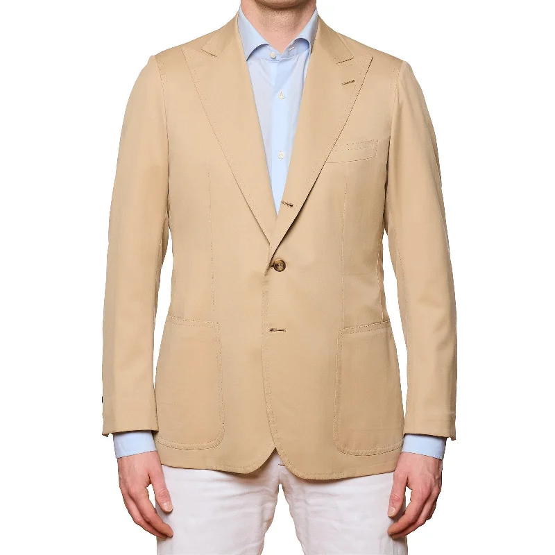 RUBINACCI LH Handmade Bespoke Beige Cotton Jacket EU 50 US 40 Earthy Men's Sustainable 