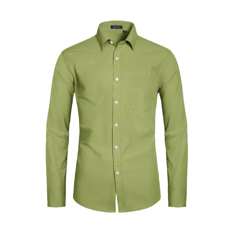 Men's Dress Shirt with Pocket - G-GRASS GREEN Sophisticated Men's French