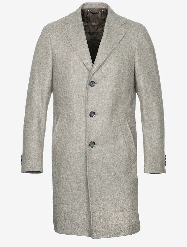 Wool Overcoat Beige Sophisticated Men's 