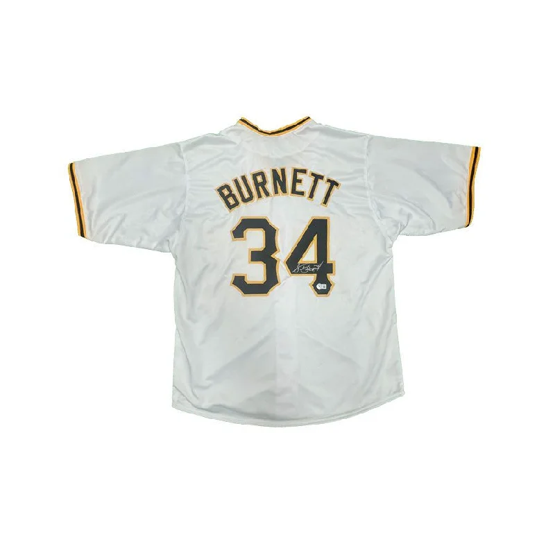 AJ Burnett Signed Custom White Button Down Baseball Jersey Streetwear Style