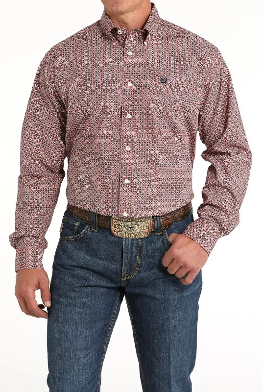 Cinch Men's Red Geo Print Shirt Cclassic Men's Tweed