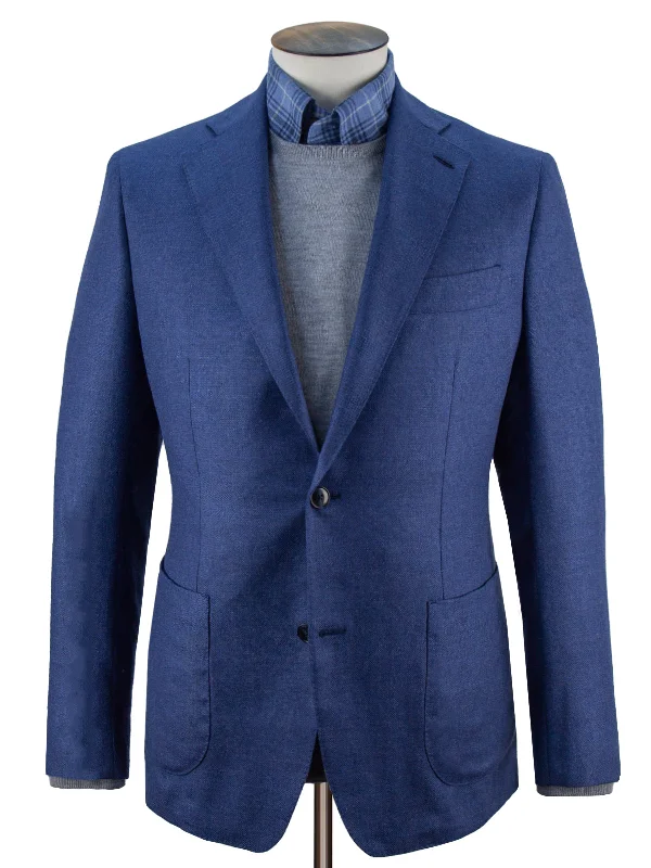 Adria Blazer - Indigo Silk & Wool Basketweave Modern Men's Geometric