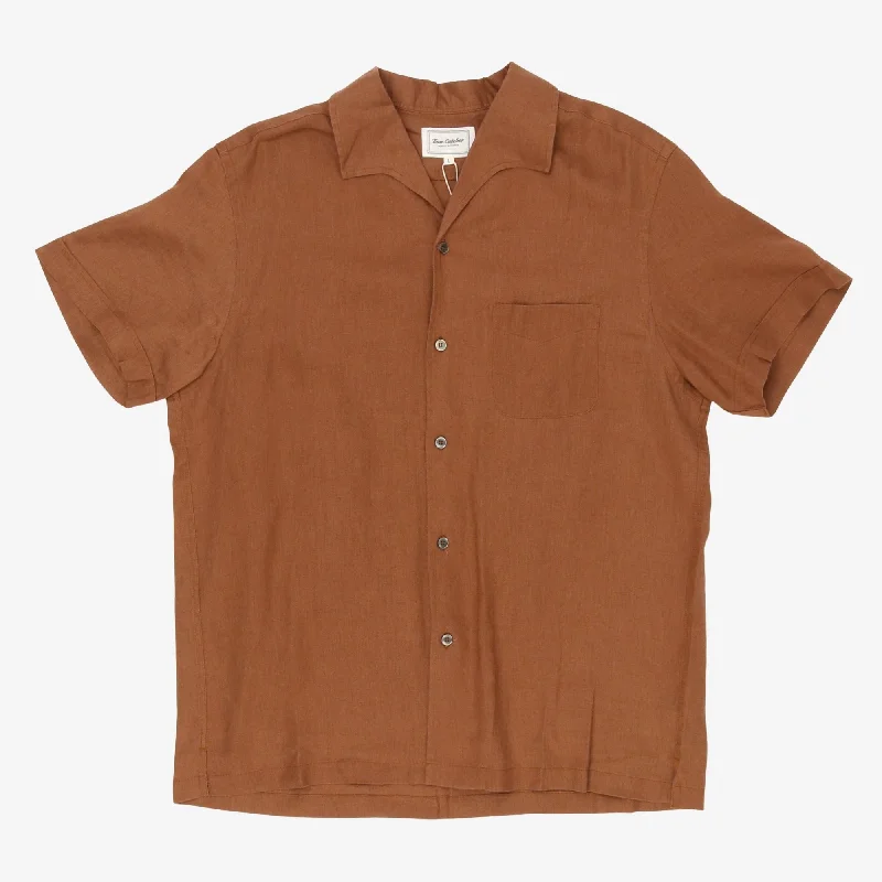 SS Open Collar Linen Shirt Cool Men's Skate