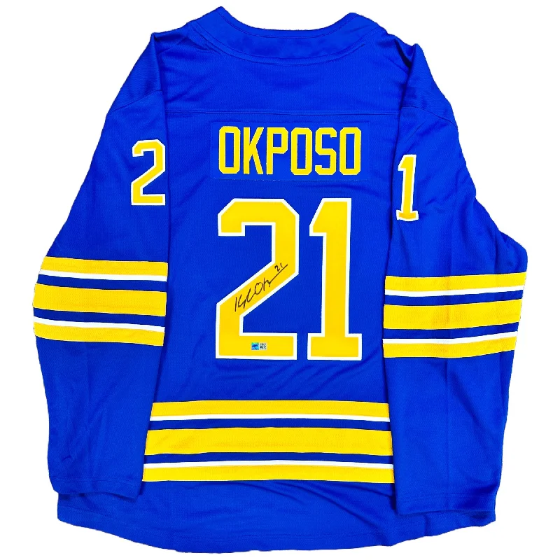 Kyle Okposo Signed Sabres Authentic Fanatics Blue Jersey Organic