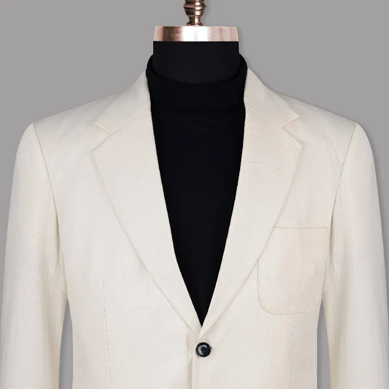 Pearl White Luxurious Linen Summer Sports Blazer Hip Men's Retro