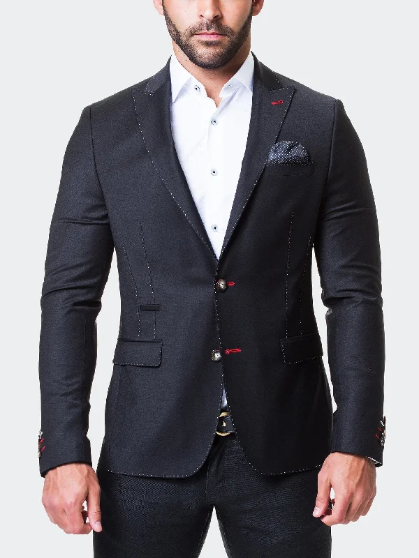 Blazer Beethoven Satin Black Polished Men's Silk