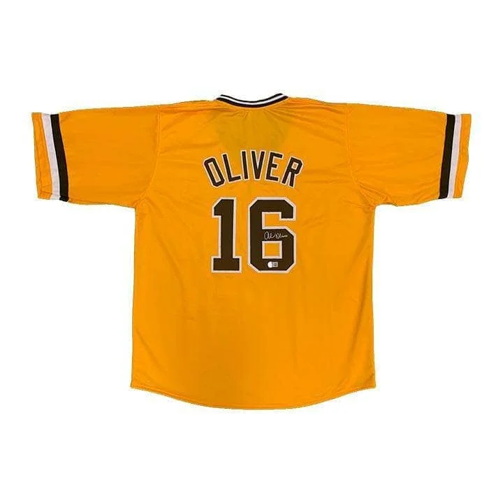 Al Oliver Signed Custom Gold Baseball Jersey Polished Men's Satin