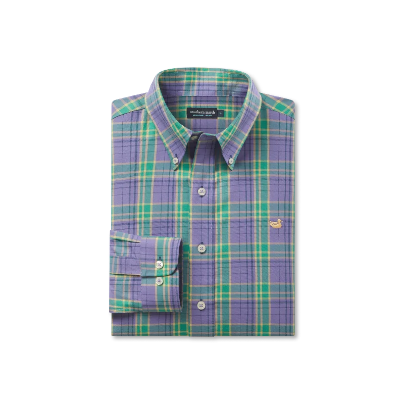 Lexington Windowpane Dress Shirt - Purple Green & Gold Confident Men's Power