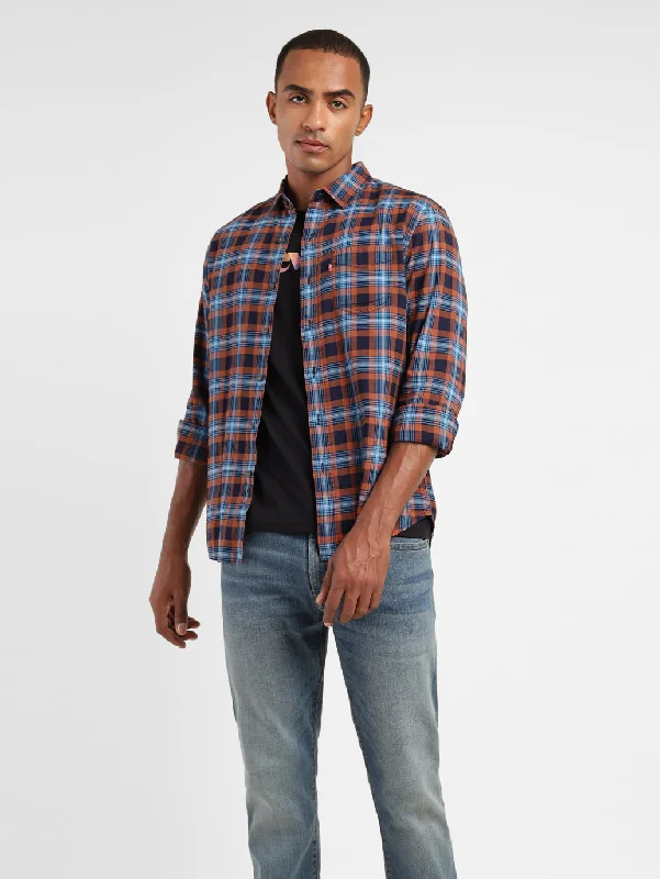 Men's Checkered Spread Collar Shirt Vacation