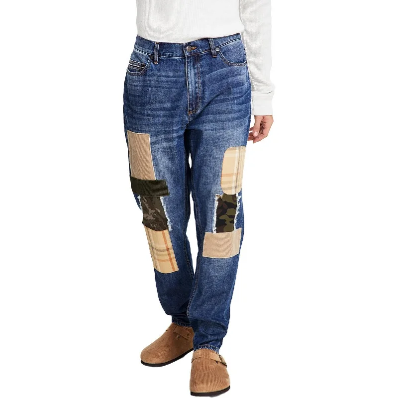 Sun + Stone Mens Loose Fit Patchwork Tapered Leg Jeans Casual Men's Loose