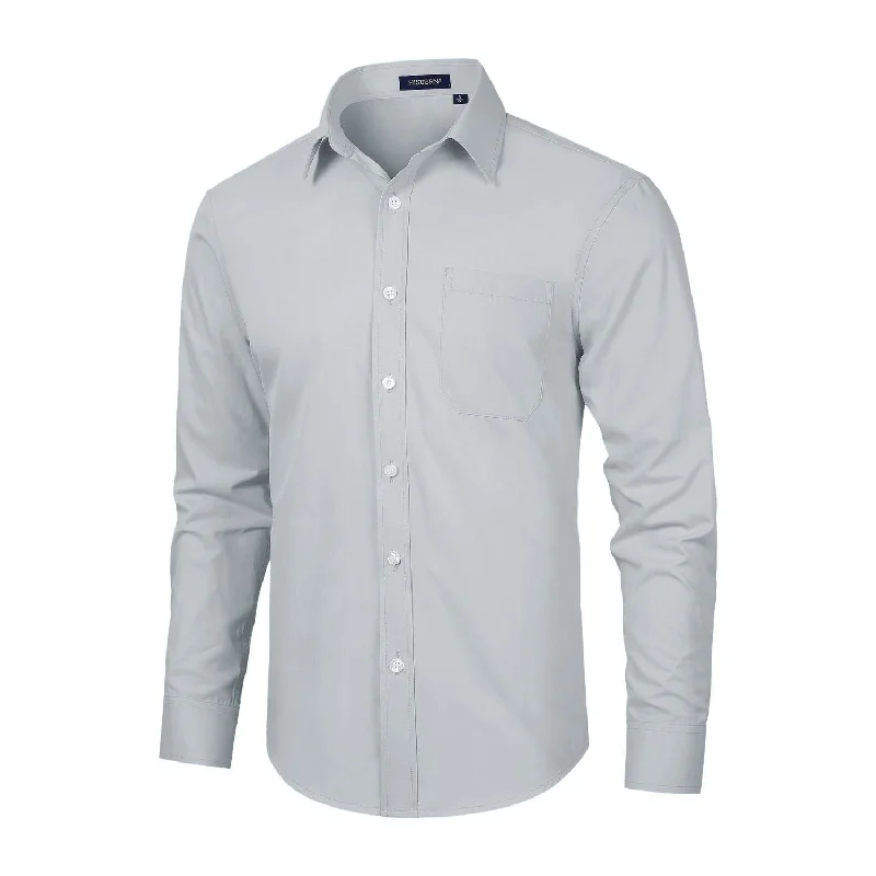 Men's Dress Shirt with Pocket - LIGHT GREY Sporty Men's Athleisure 